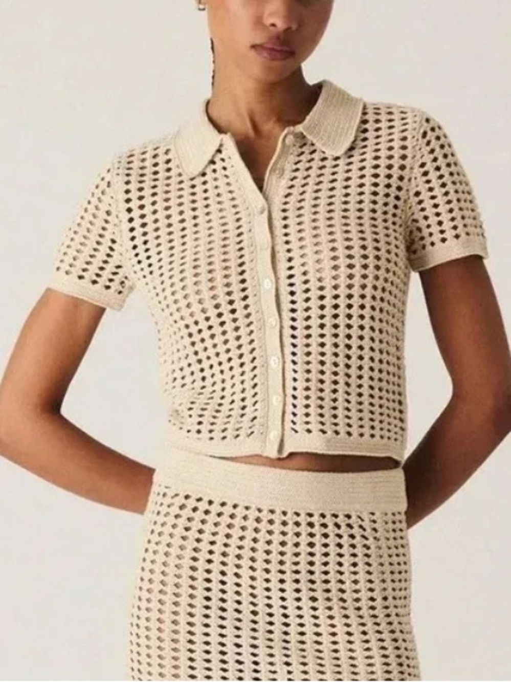 KITH Rhea Knit Polo in color Veil Size XS